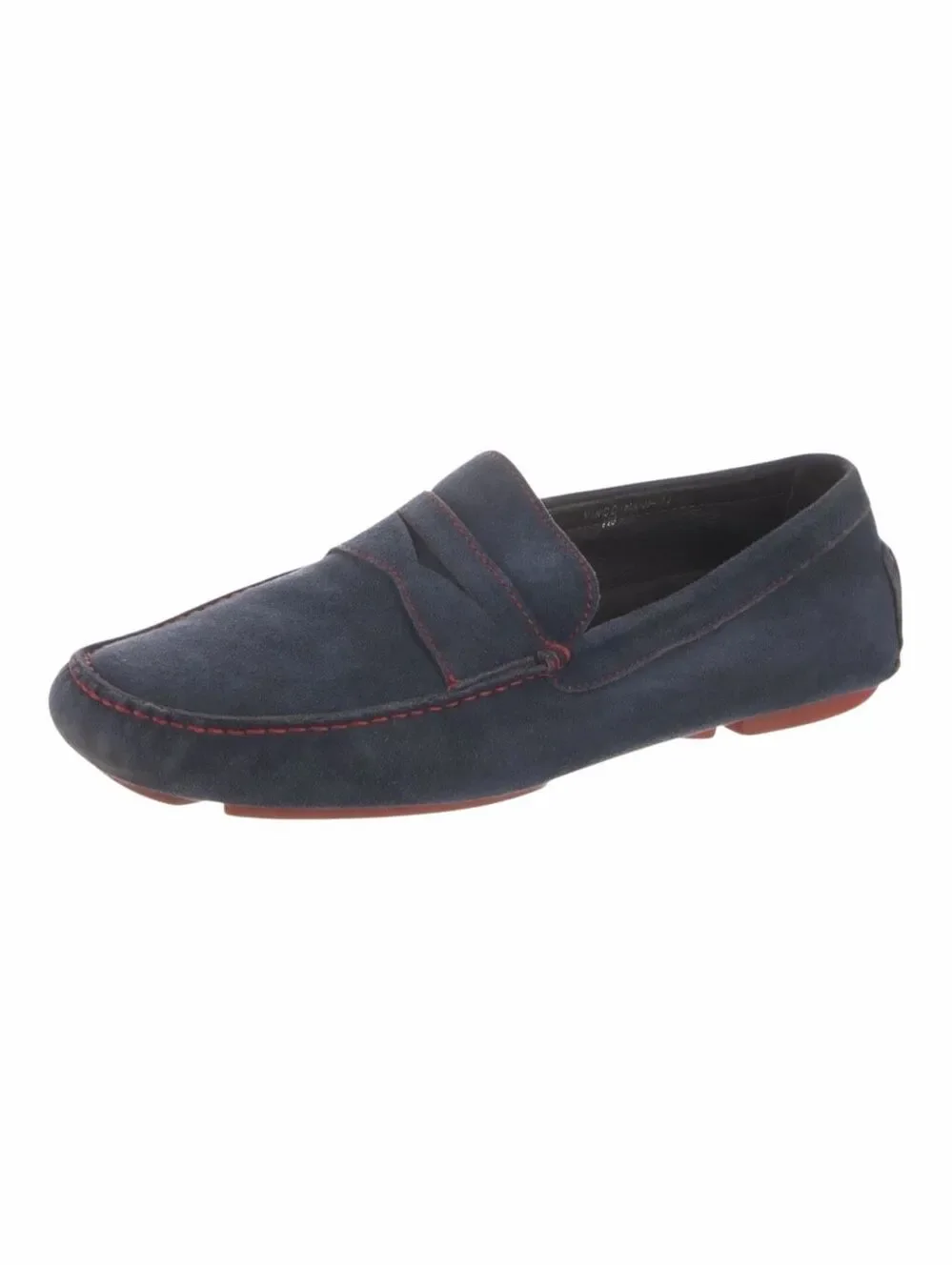 DONALD J PLINER Varran Navy Blue Suede Driving Loafers Red Stitch Men’s 11.5M